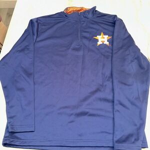 Houston Astros Mens Size M Pullover Sweater MLB Quarter-Zip Official Top